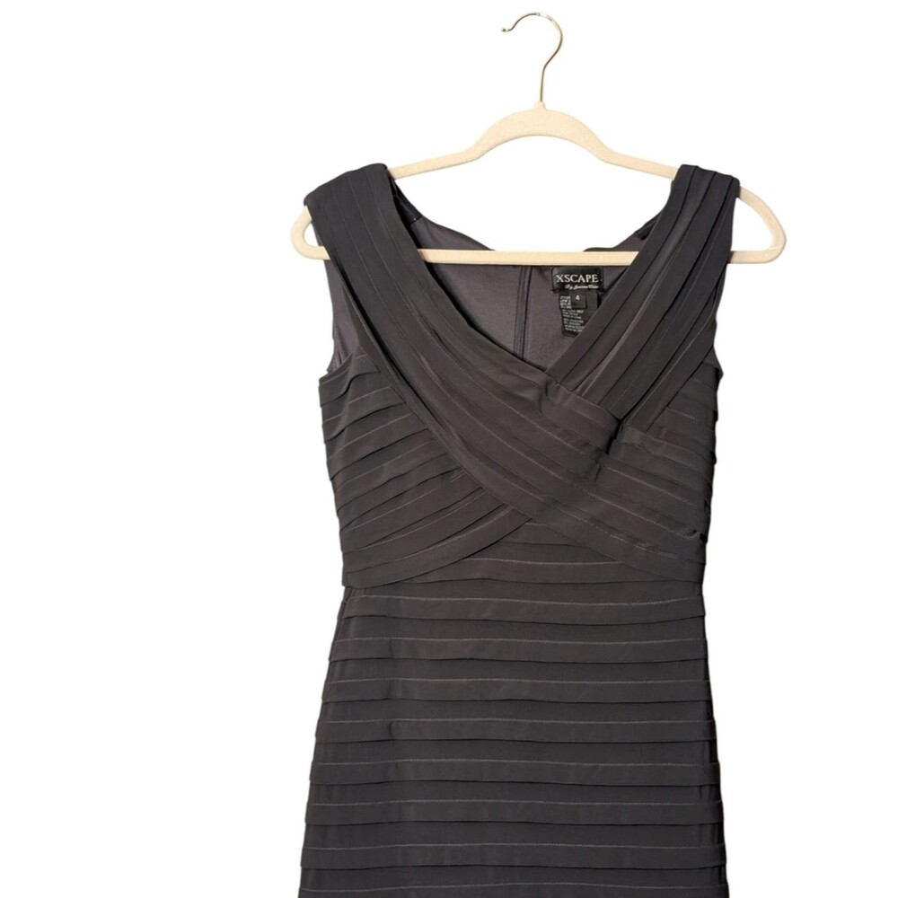 Xscape Joanna Chen sleeveless black evening gown bandage-style bodice mermaid 4 - Picture 5 of 8
